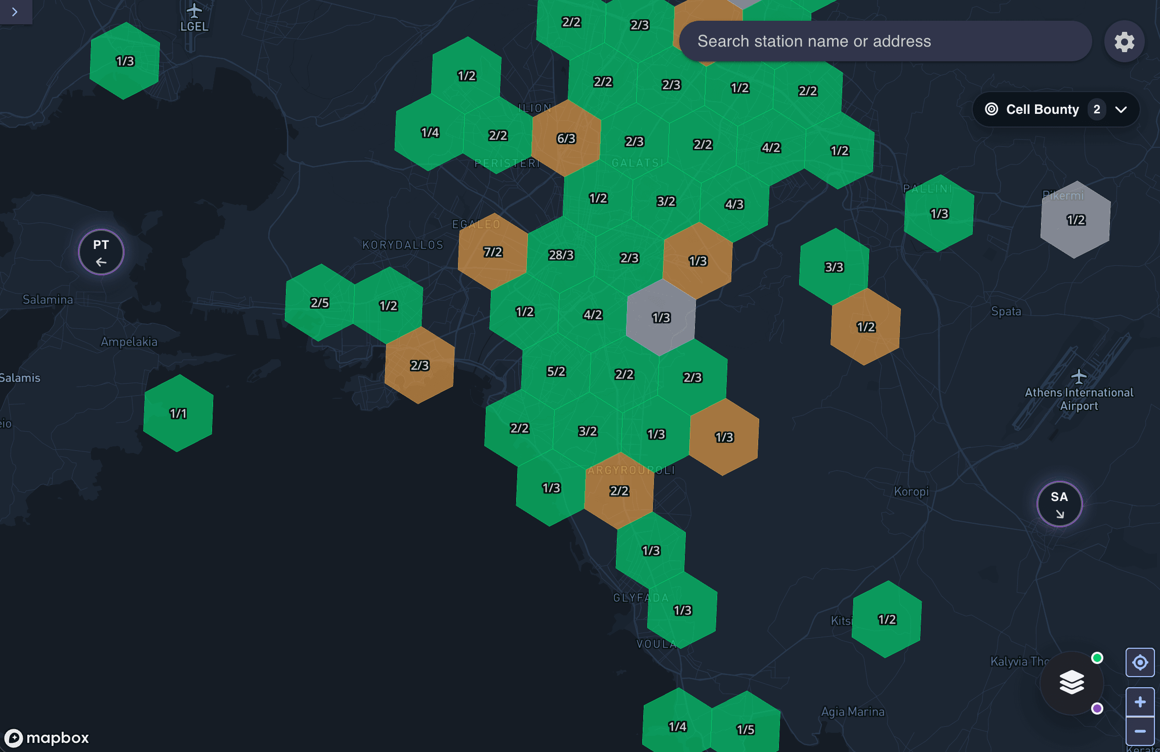 WeatherXM Explorer map and network statistics interface